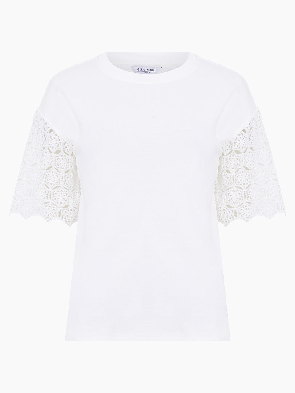 Crochet Short Sleeved Tee by Great Plains in White/Milk