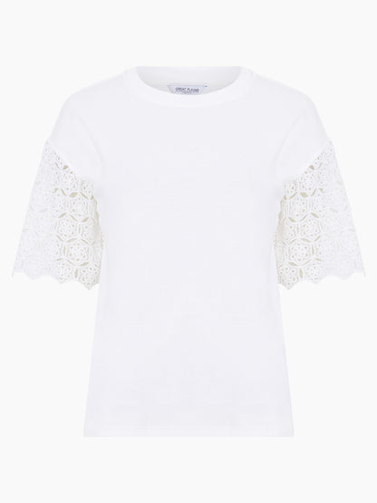 Crochet Short Sleeved Tee by Great Plains in White/Milk