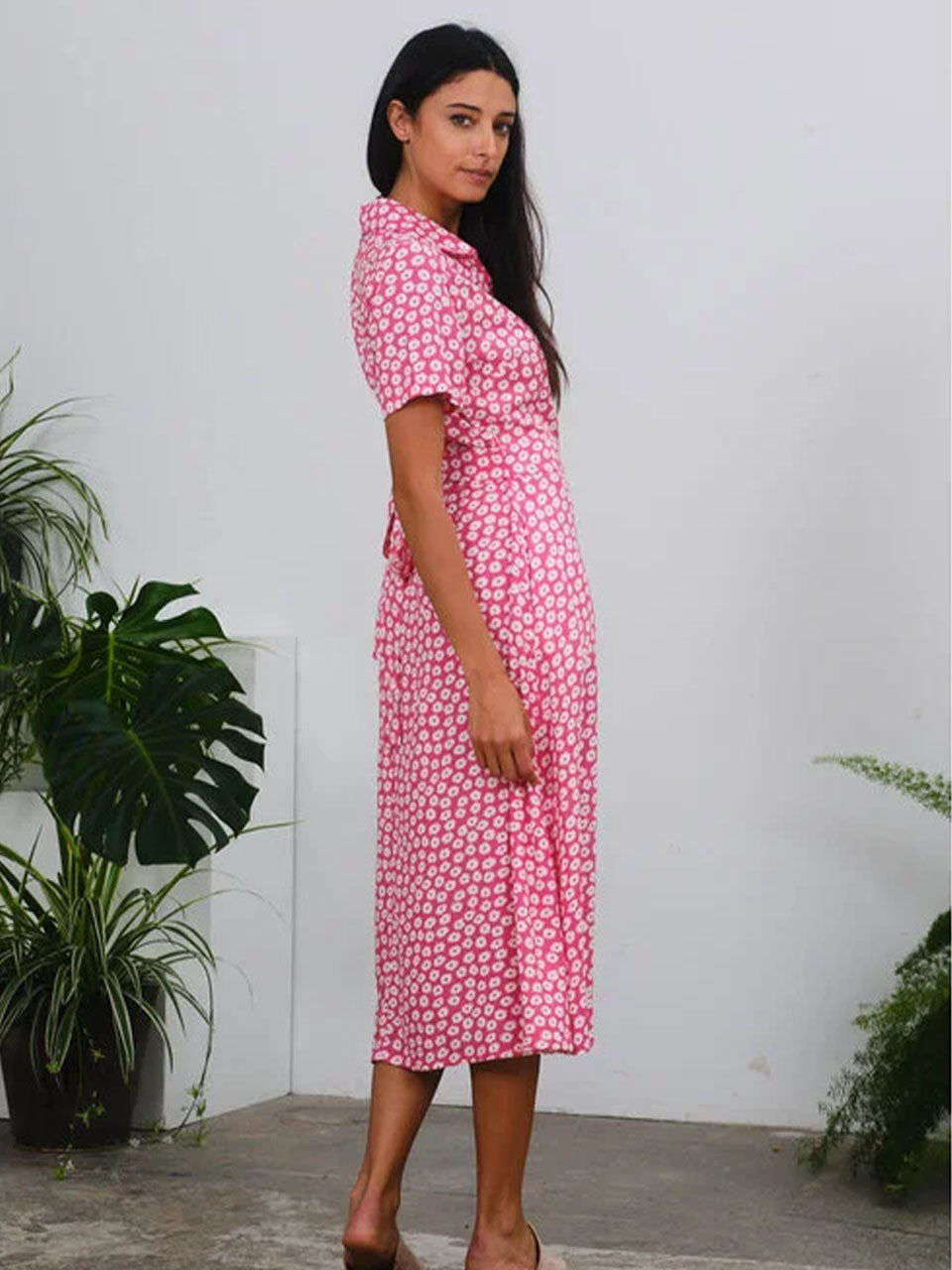 Jonie Dress in Pink Daisies Print by Pretty Vacant