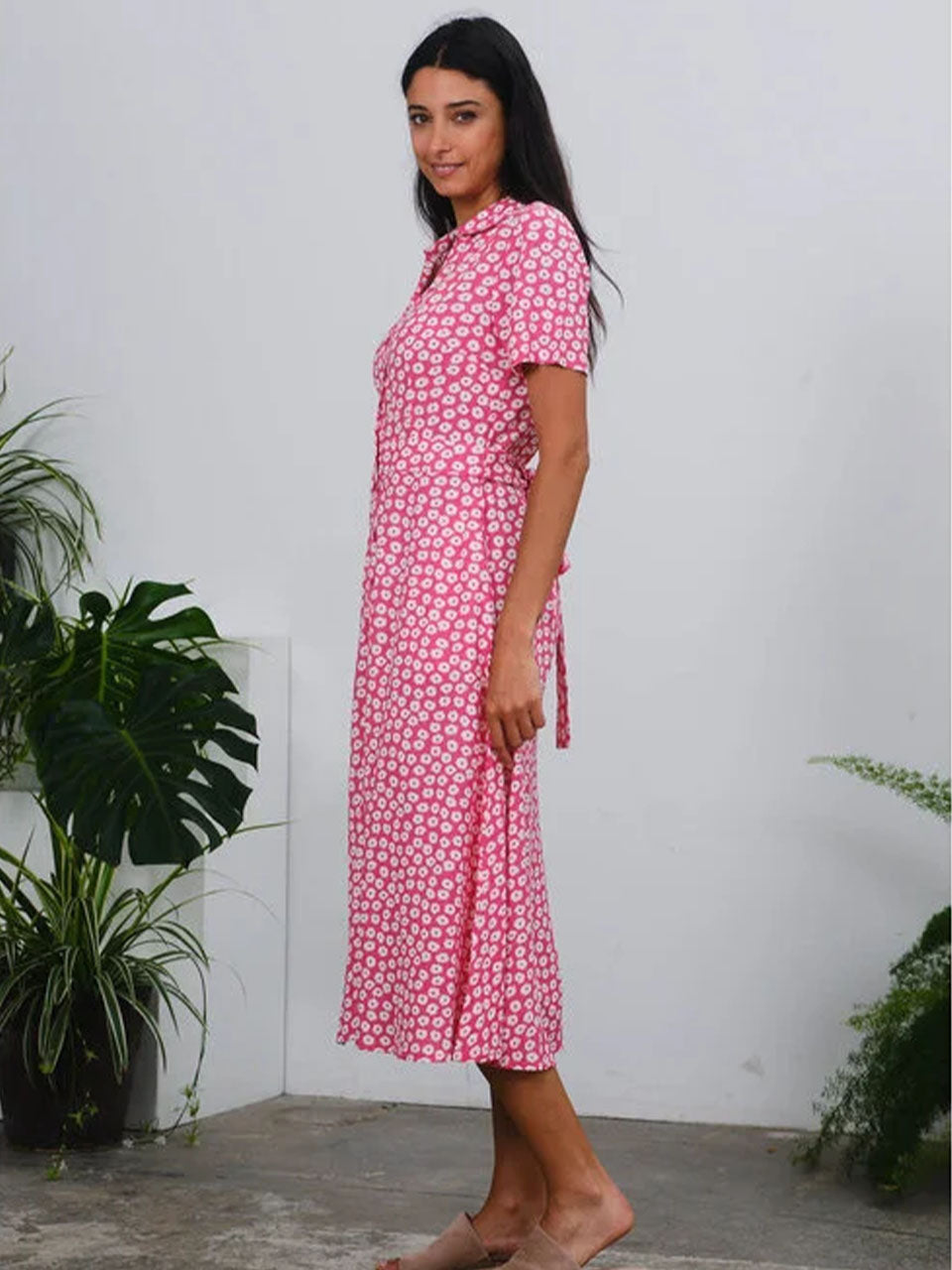 Jonie Dress in Pink Daisies Print by Pretty Vacant