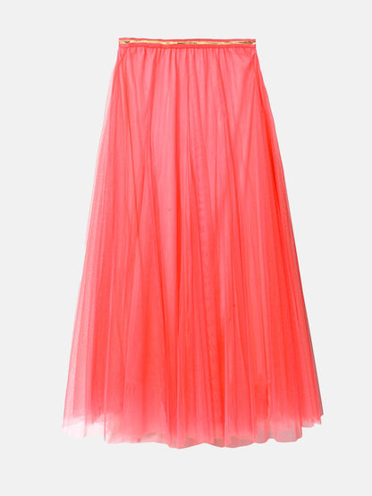 Electric Coral Tulle Layer Skirt