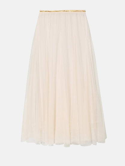 Cream Tulle Layer Skirt